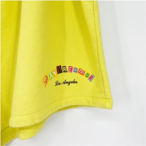Daydreamer Ransom Note Hi-Frequency BF Boyfriend Sweat Shorts in Citron Yellow - Picture 5 of 8